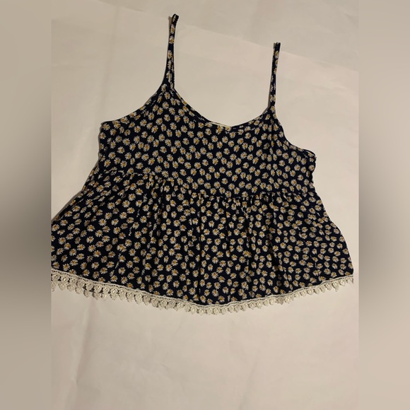 La Hearts Navy and Yellow Floral Tank Top - Picture 2 of 4